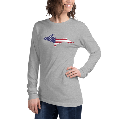 Michigan Upper Peninsula T-Shirt (w/ UP USA Flag Outline) | Unisex Long Sleeve