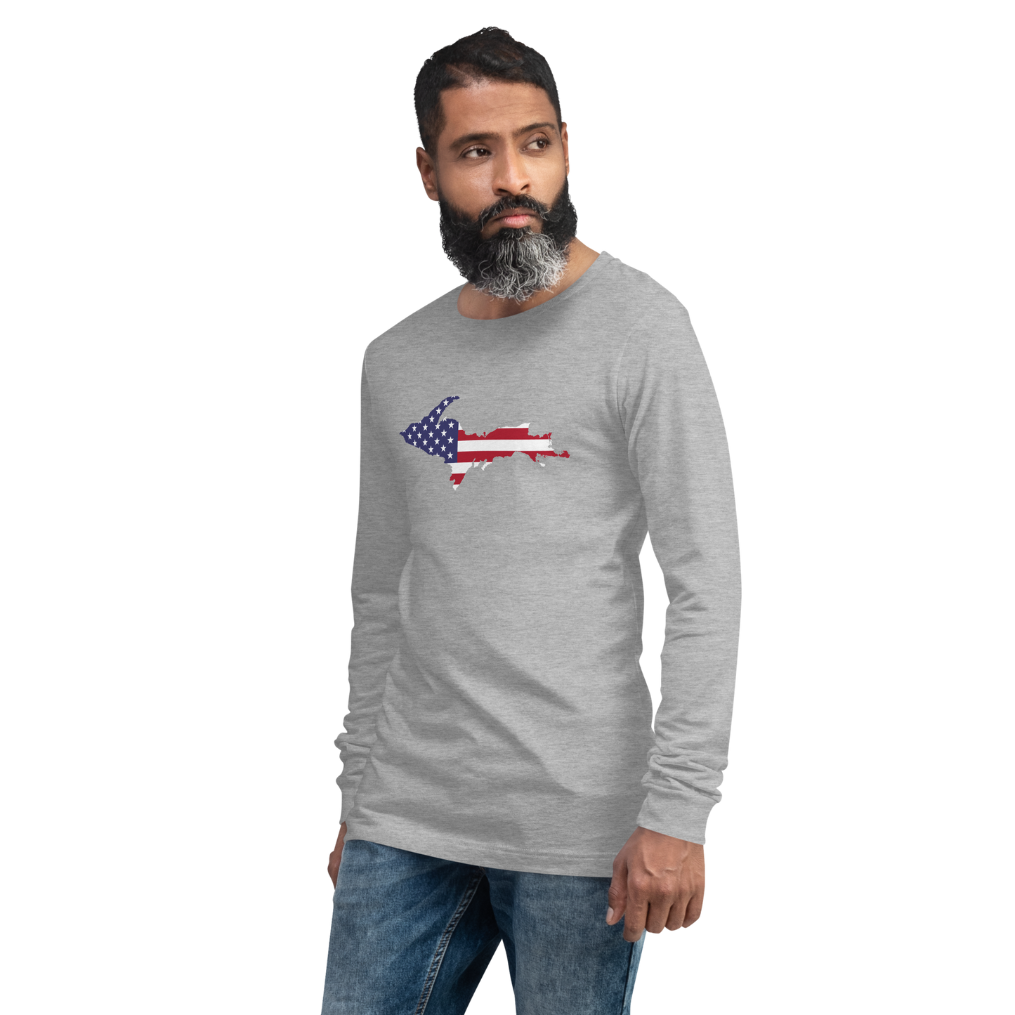 Michigan Upper Peninsula T-Shirt (w/ UP USA Flag Outline) | Unisex Long Sleeve