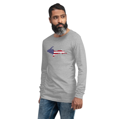 Michigan Upper Peninsula T-Shirt (w/ UP USA Flag Outline) | Unisex Long Sleeve