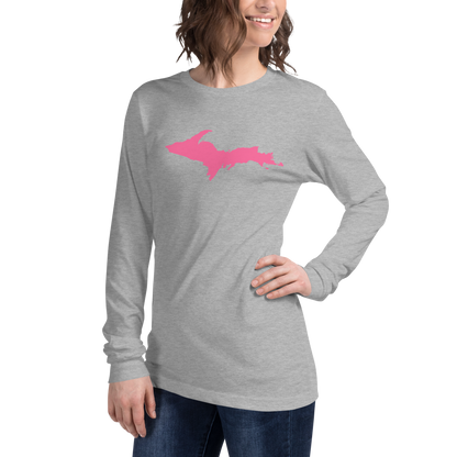 Michigan Upper Peninsula T-Shirt (w/ Pink UP Outline) | Unisex Long Sleeve