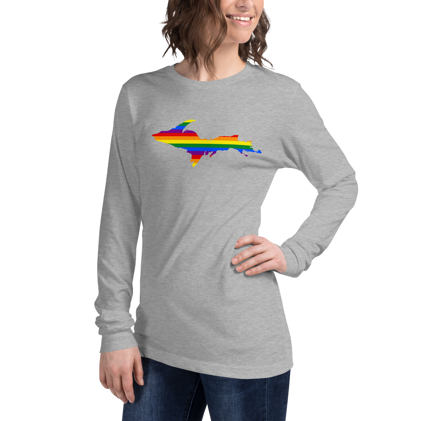 Michigan Upper Peninsula T-Shirt (w/ UP Pride Flag Outline) | Unisex Long Sleeve