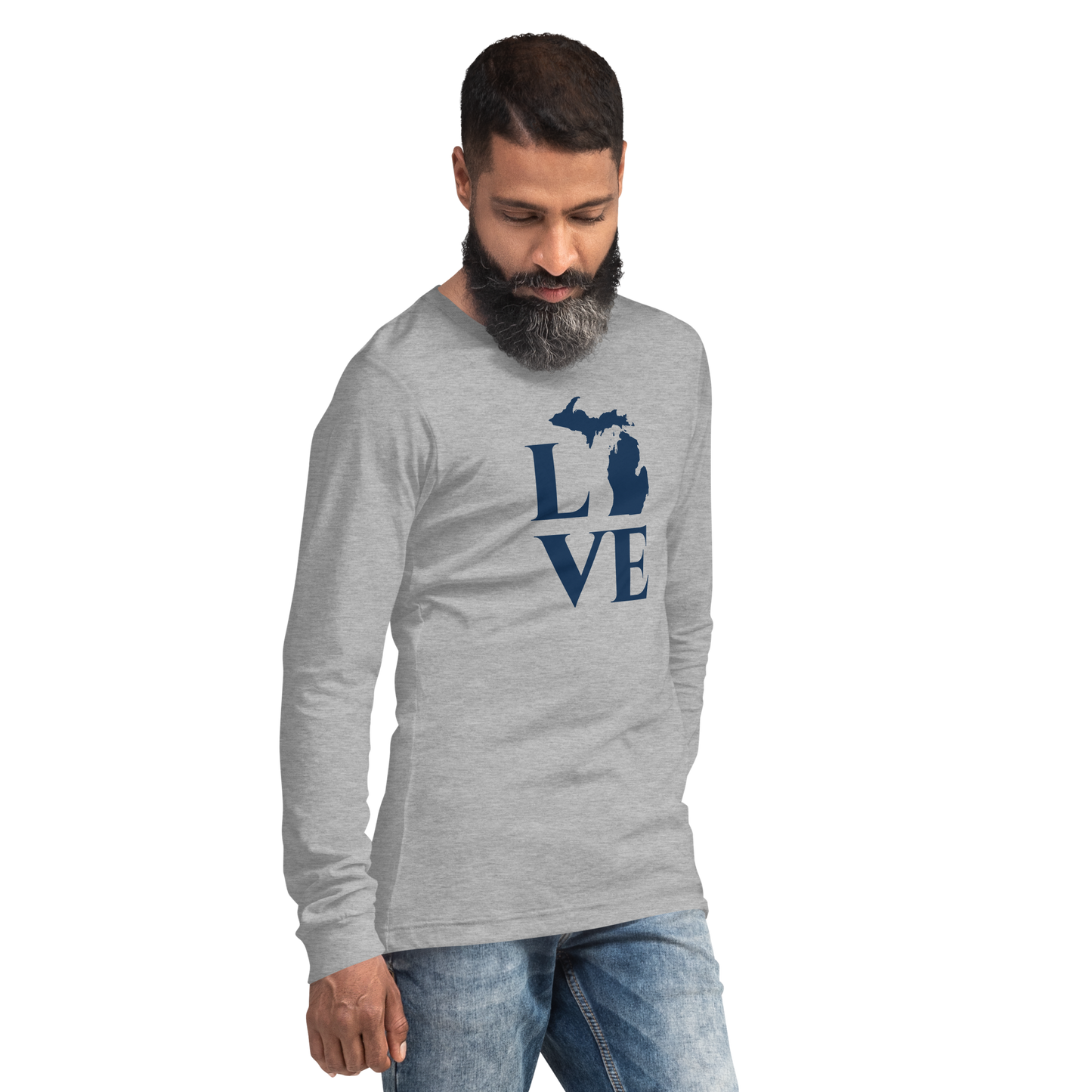 Michigan 'Love' T-Shirt (Roman Serif Font) | Unisex Long Sleeve