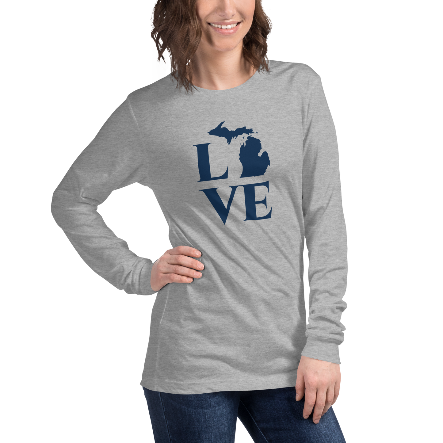 Michigan 'Love' T-Shirt (Roman Serif Font) | Unisex Long Sleeve