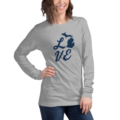 Michigan 'Love' T-Shirt (Retro Script Font) | Unisex Long Sleeve