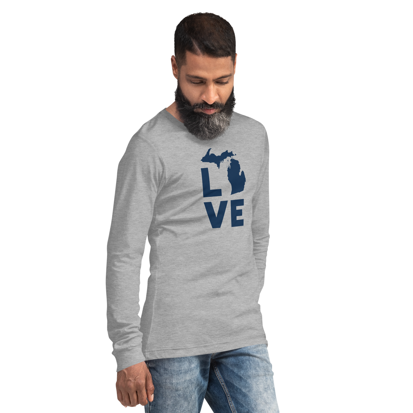 Michigan 'Love' T-Shirt (Geometric Sans Font) | Unisex Long Sleeve