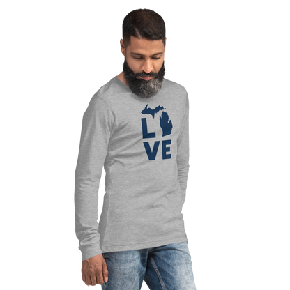 Michigan 'Love' T-Shirt (Geometric Sans Font) | Unisex Long Sleeve