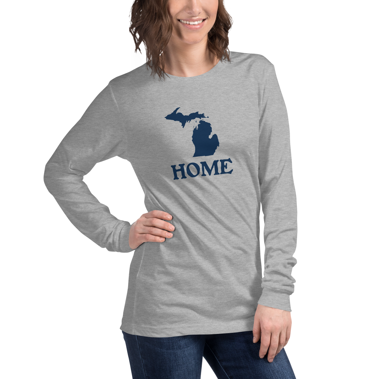 Michigan 'Home' T-Shirt (Woodcut Font) | Unisex Long Sleeve