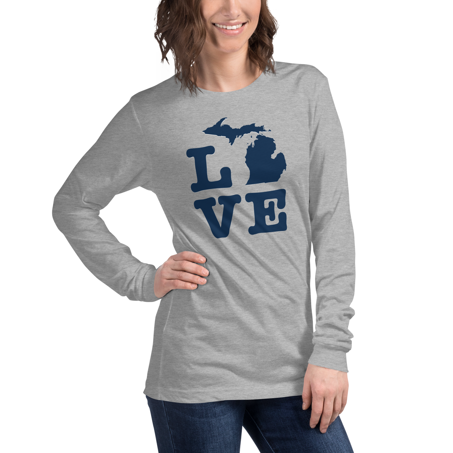 Michigan 'Love' T-Shirt (Typewriter Font) | Unisex Long Sleeve