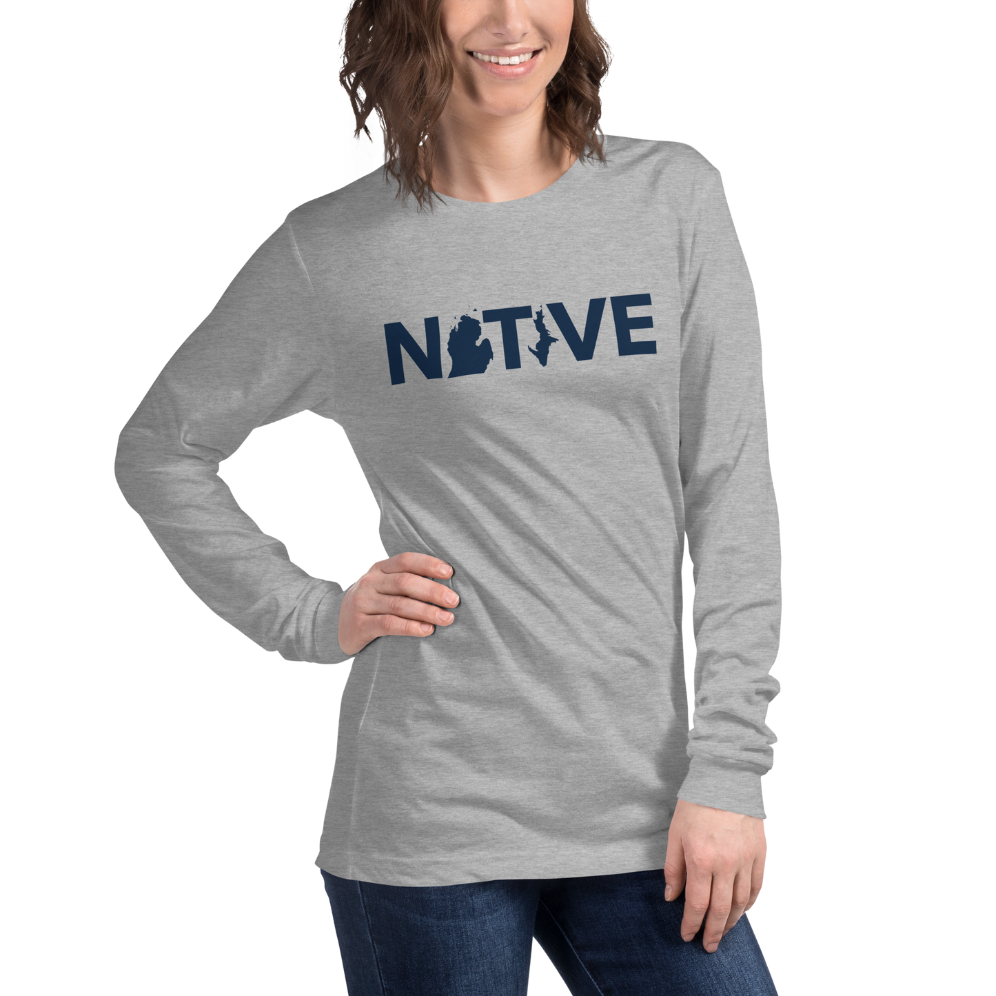 Michigan 'Native' T-Shirt (Geometric Sans Font) | Unisex Long Sleeve