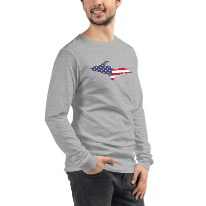 Michigan Upper Peninsula T-Shirt (w/ UP USA Flag Outline) | Unisex Long Sleeve