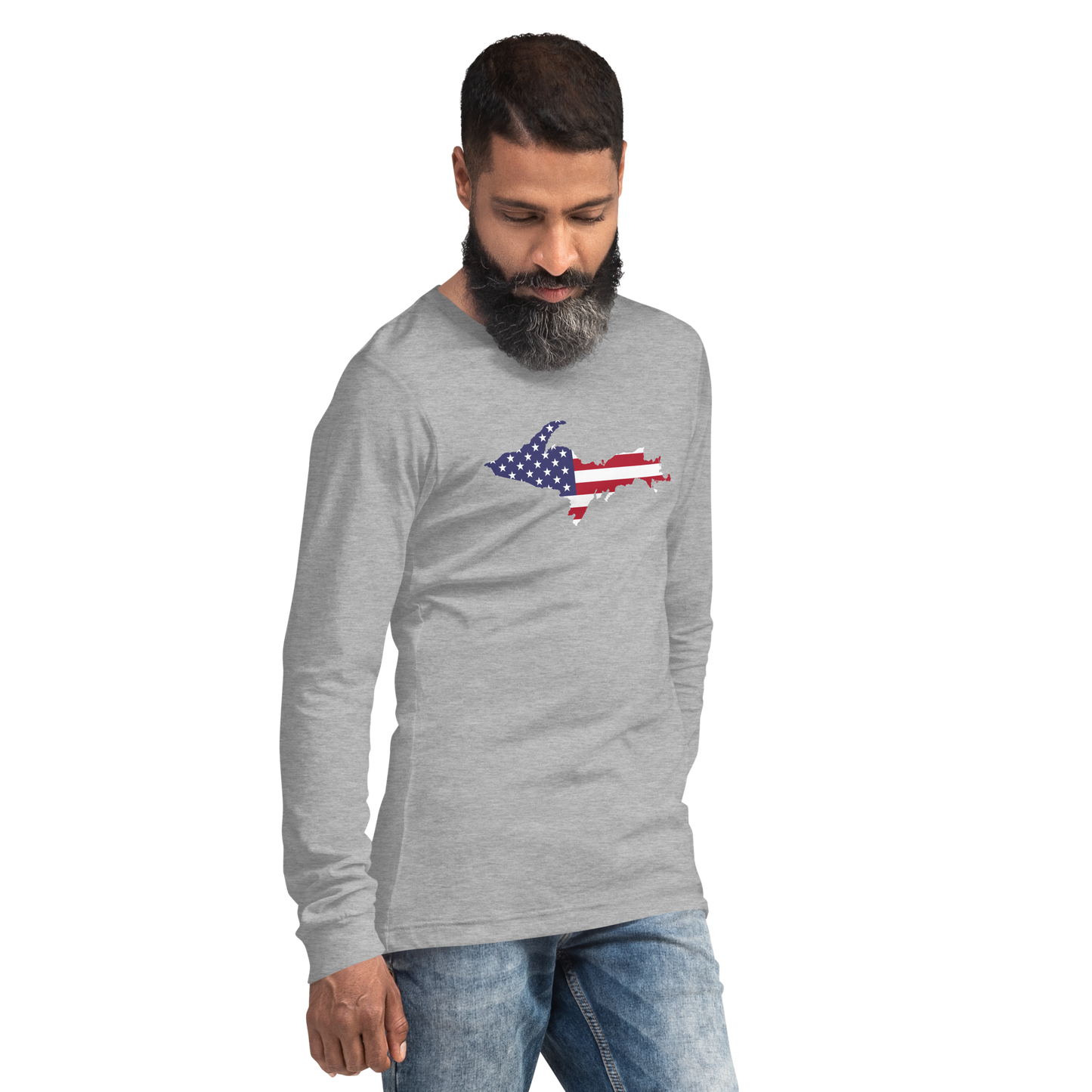 Michigan Upper Peninsula T-Shirt (w/ UP USA Flag Outline) | Unisex Long Sleeve