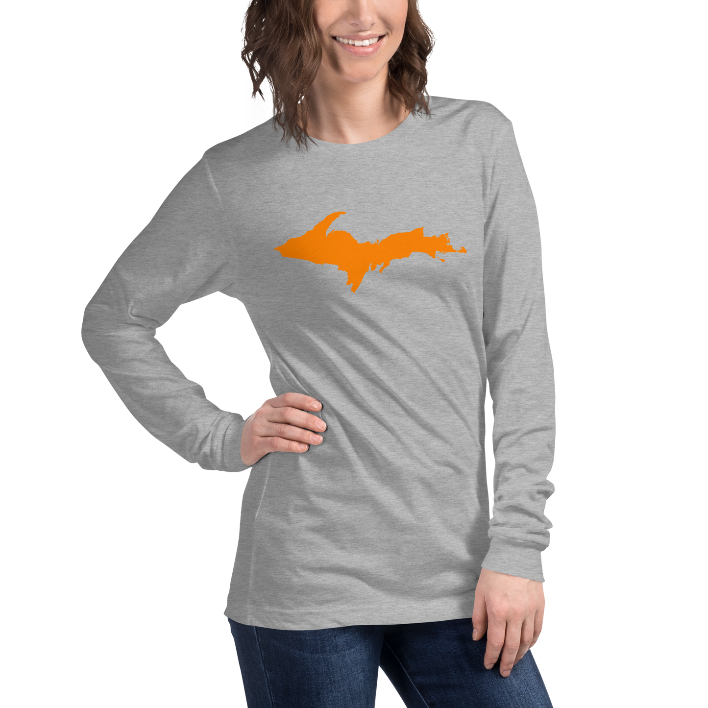 Michigan Upper Peninsula T-Shirt (w/ Orange UP Outline) | Unisex Long Sleeve