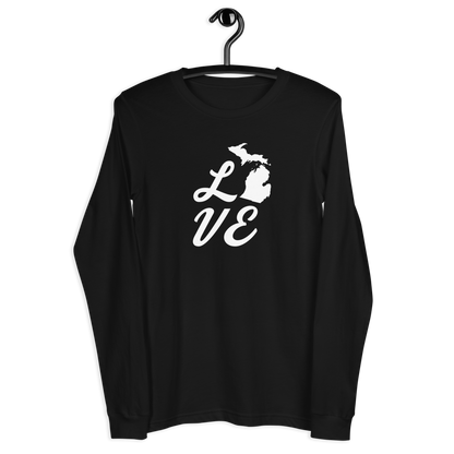 Michigan 'Love' T-Shirt (Retro Script Font) | Unisex Long Sleeve