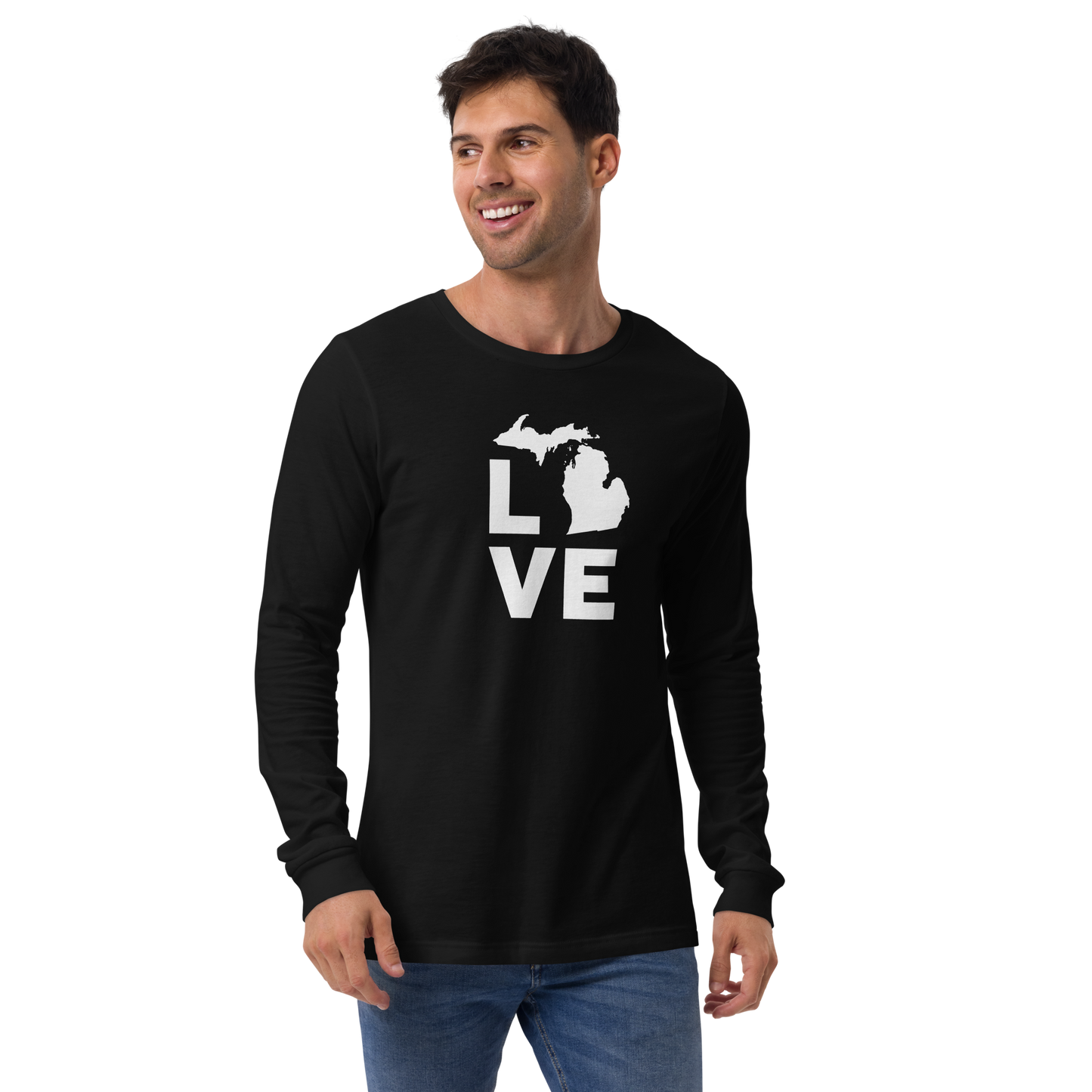 Michigan 'Love' T-Shirt (Geometric Sans Font) | Unisex Long Sleeve