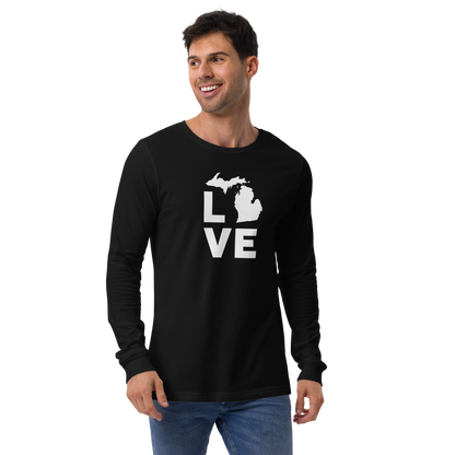 Michigan 'Love' T-Shirt (Geometric Sans Font) | Unisex Long Sleeve