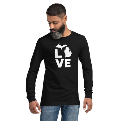 Michigan 'Love' T-Shirt (Geometric Sans Font) | Unisex Long Sleeve