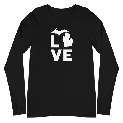 Michigan 'Love' T-Shirt (Geometric Sans Font) | Unisex Long Sleeve