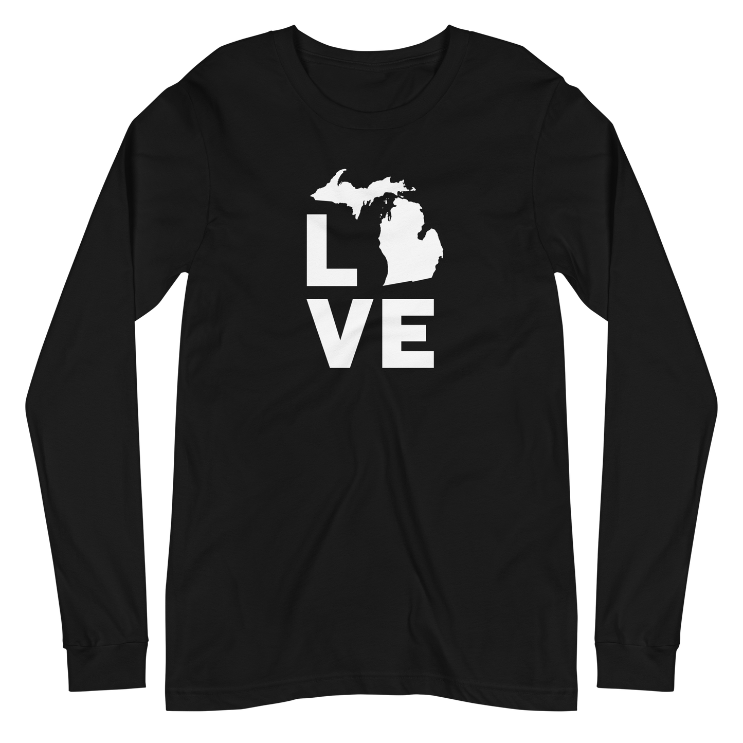 Michigan 'Love' T-Shirt (Geometric Sans Font) | Unisex Long Sleeve