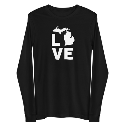 Michigan 'Love' T-Shirt (Geometric Sans Font) | Unisex Long Sleeve