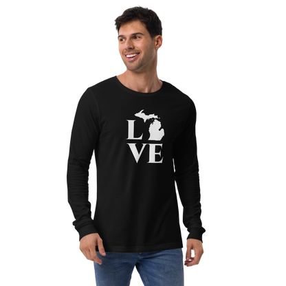 Michigan 'Love' T-Shirt (Roman Serif Font) | Unisex Long Sleeve