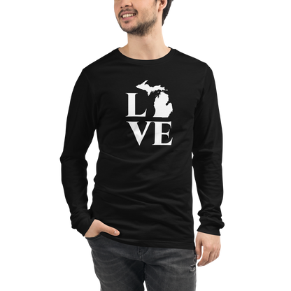 Michigan 'Love' T-Shirt (Roman Serif Font) | Unisex Long Sleeve