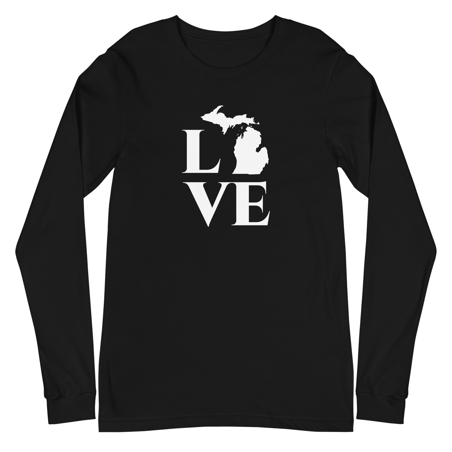 Michigan 'Love' T-Shirt (Roman Serif Font) | Unisex Long Sleeve