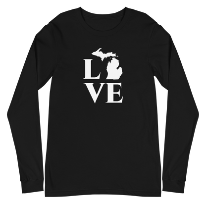 Michigan 'Love' T-Shirt (Roman Serif Font) | Unisex Long Sleeve