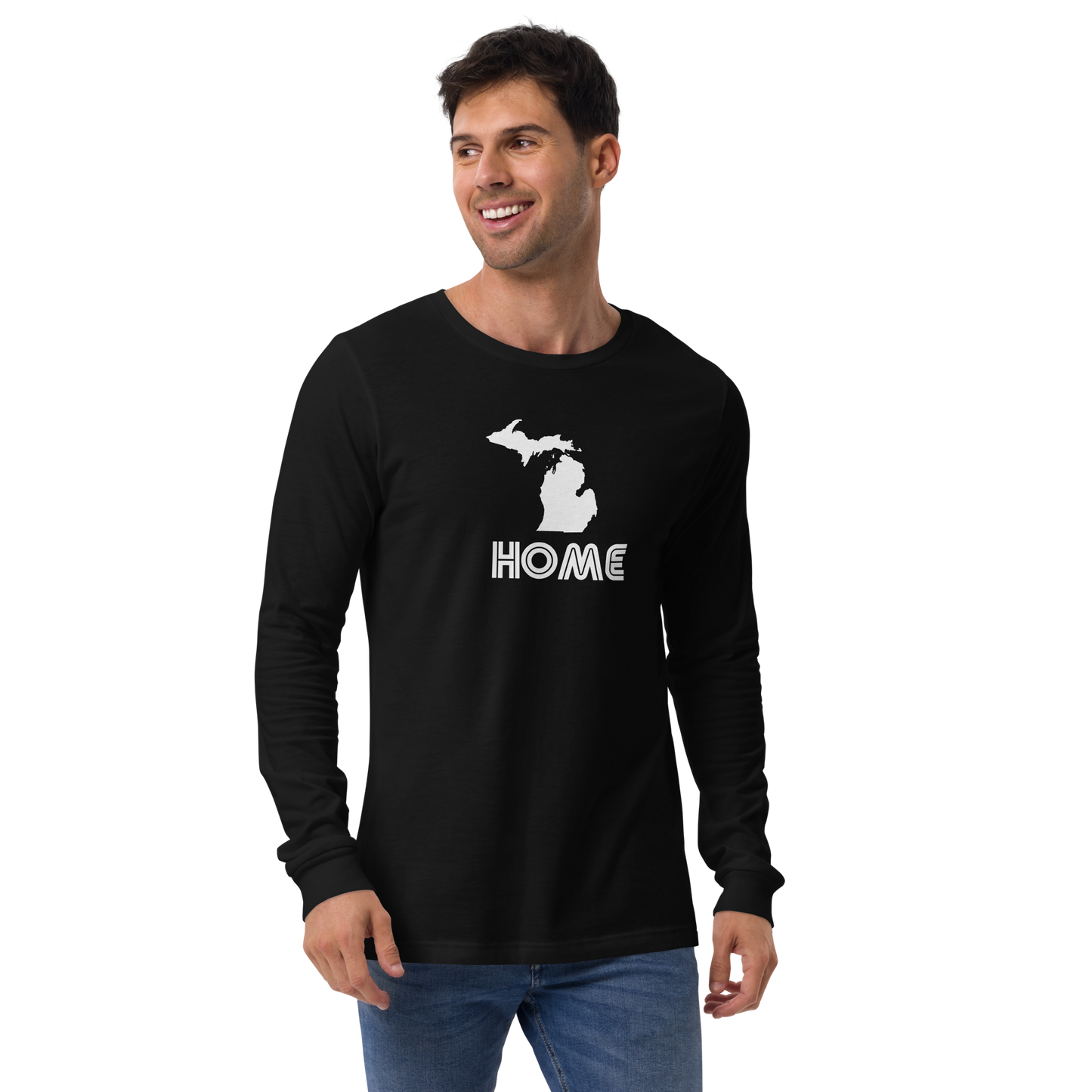 Michigan 'Home' T-Shirt (1970s Audiophile Font) | Unisex Long Sleeve