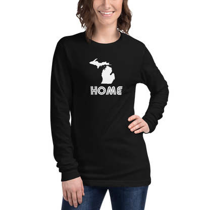 Michigan 'Home' T-Shirt (1970s Audiophile Font) | Unisex Long Sleeve