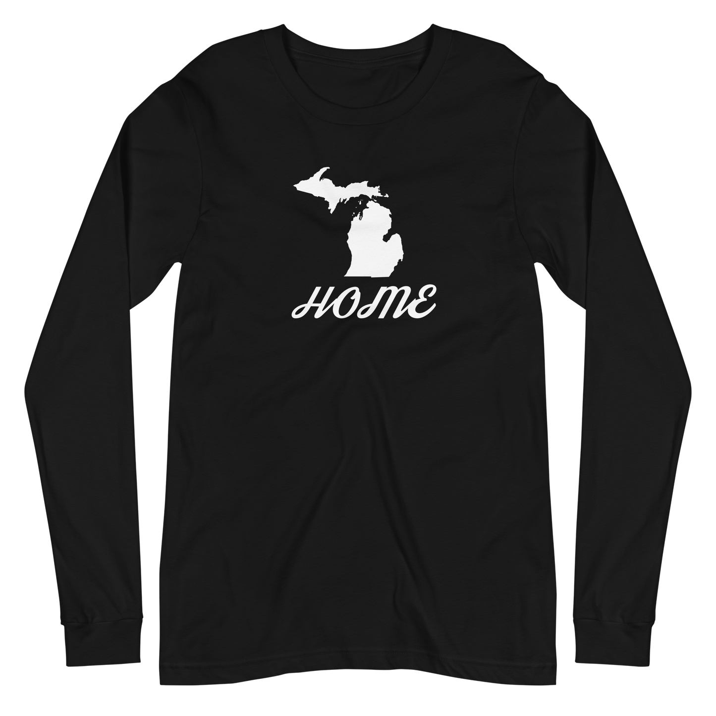 Michigan 'Home' T-Shirt (Retro Script Font) | Unisex Long Sleeve