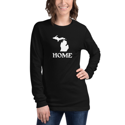 Michigan 'Home' T-Shirt (Woodcut Font) | Unisex Long Sleeve