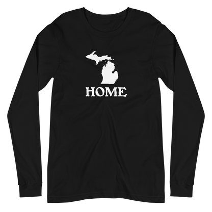 Michigan 'Home' T-Shirt (Woodcut Font) | Unisex Long Sleeve