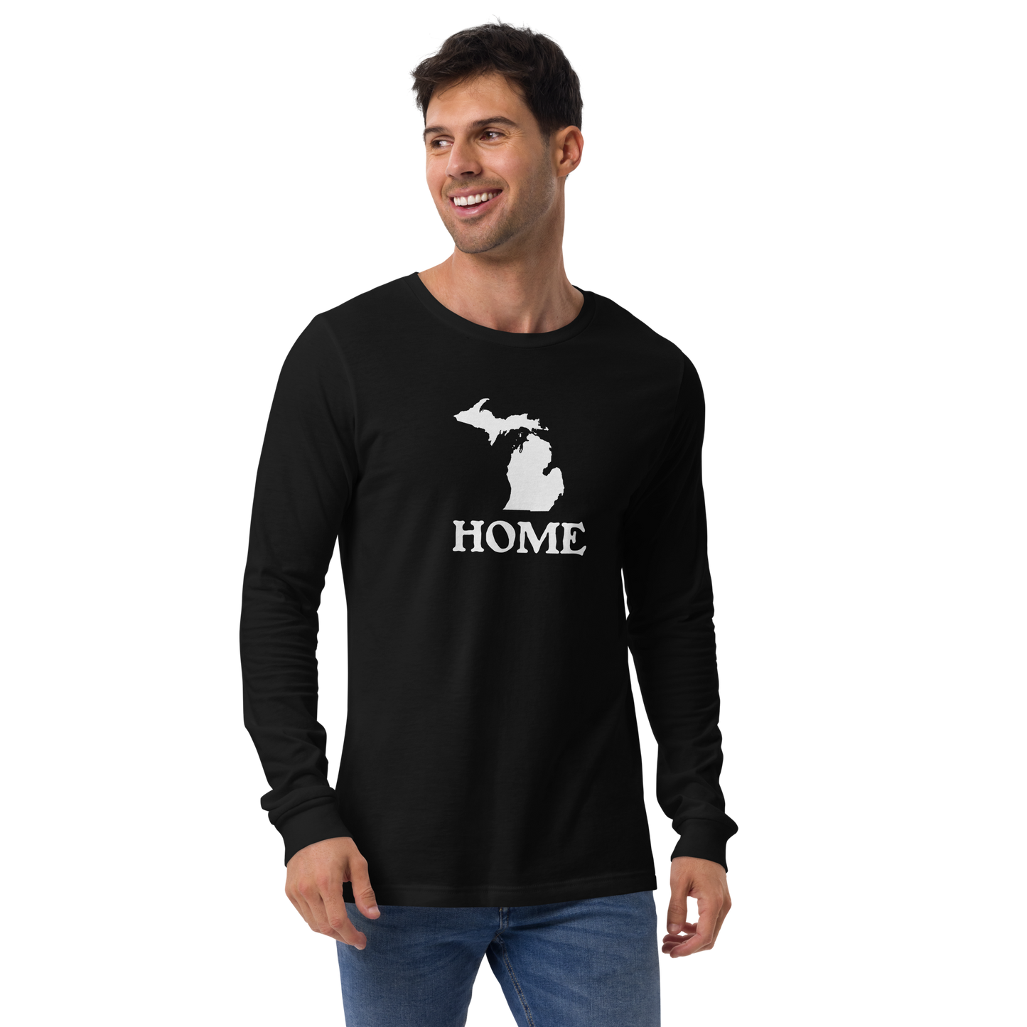 Michigan 'Home' T-Shirt (Woodcut Font) | Unisex Long Sleeve