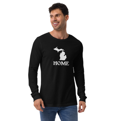 Michigan 'Home' T-Shirt (Woodcut Font) | Unisex Long Sleeve