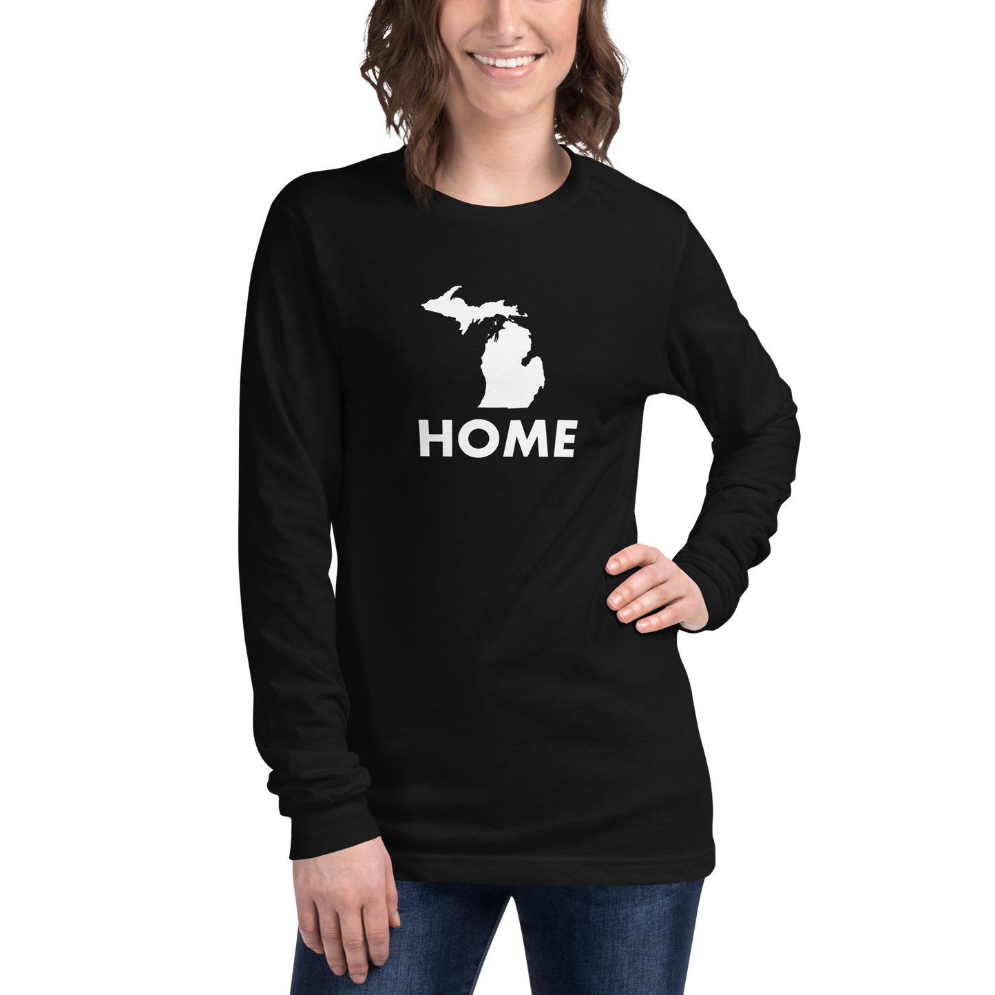 Michigan 'Home' T-Shirt (Geometric Sans Font) | Unisex Long Sleeve