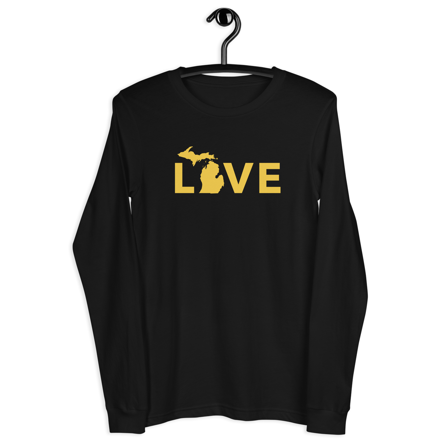 Michigan 'Love' T-Shirt (Geometric Sans Font - Gold/Navy) | Unisex Long Sleeve