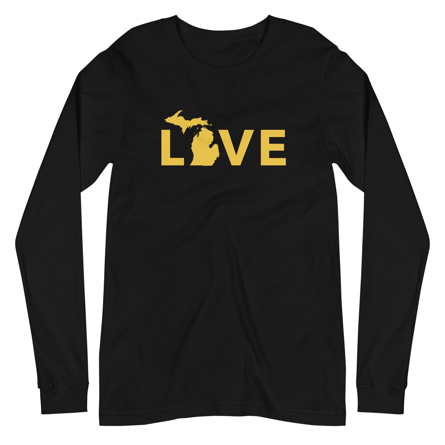 Michigan 'Love' T-Shirt (Geometric Sans Font - Gold/Navy) | Unisex Long Sleeve