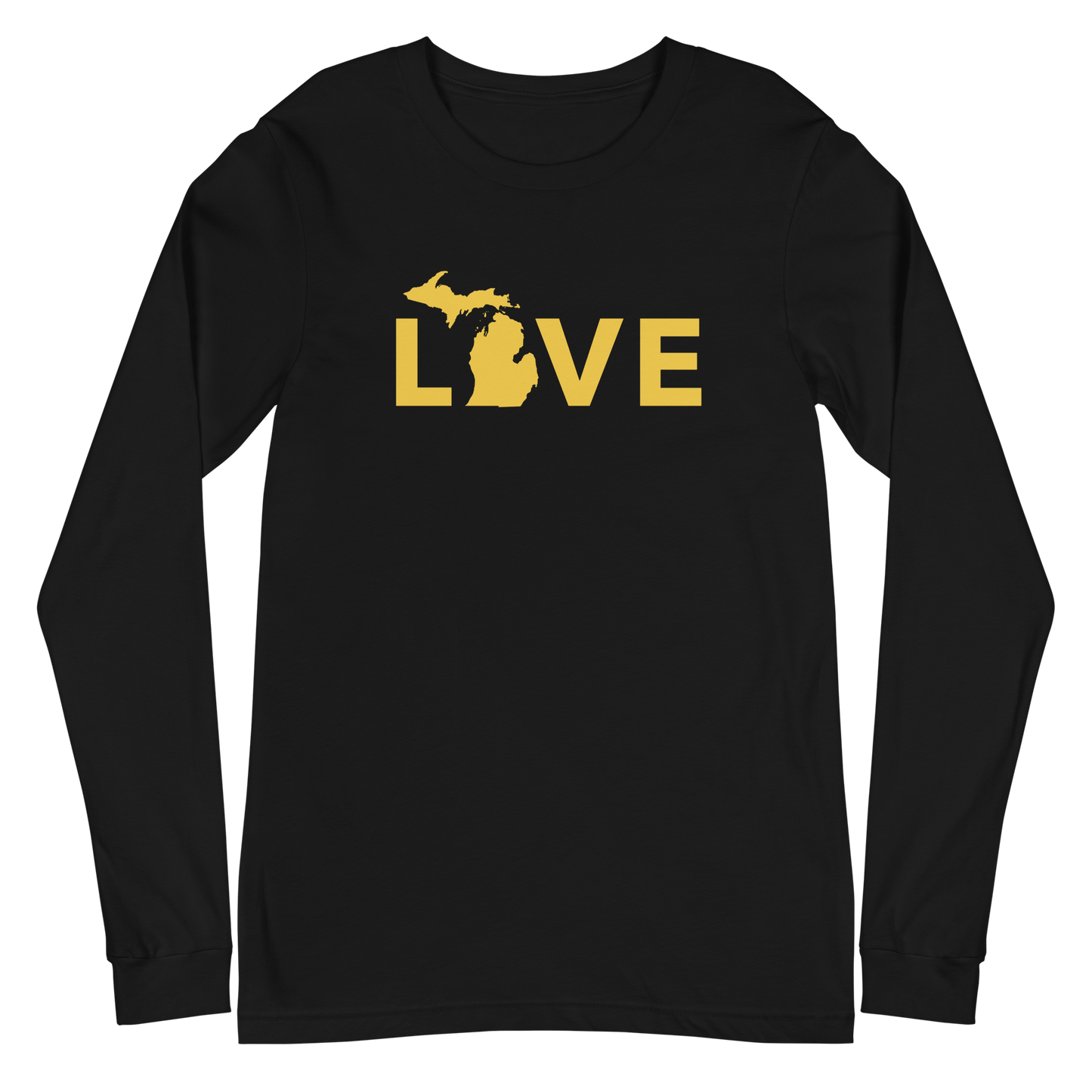 Michigan 'Love' T-Shirt (Geometric Sans Font - Gold/Navy) | Unisex Long Sleeve