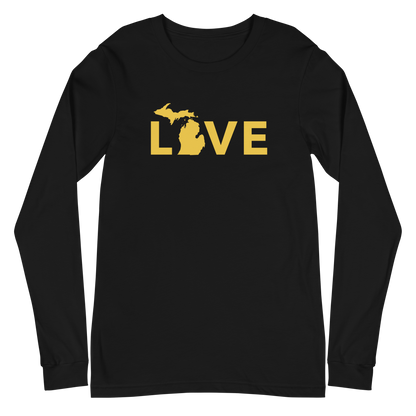 Michigan 'Love' T-Shirt (Geometric Sans Font - Gold/Navy) | Unisex Long Sleeve