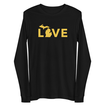 Michigan 'Love' T-Shirt (Geometric Sans Font - Gold/Navy) | Unisex Long Sleeve