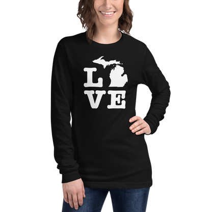 Michigan 'Love' T-Shirt (Typewriter Font) | Unisex Long Sleeve