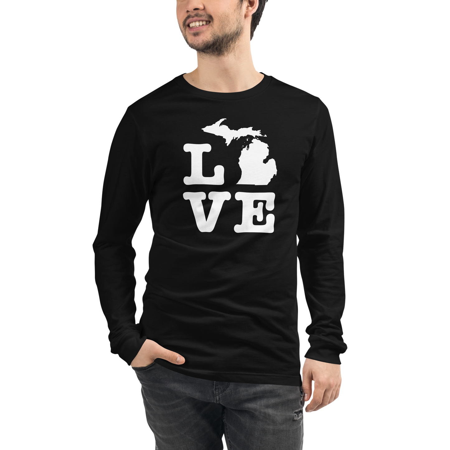 Michigan 'Love' T-Shirt (Typewriter Font) | Unisex Long Sleeve