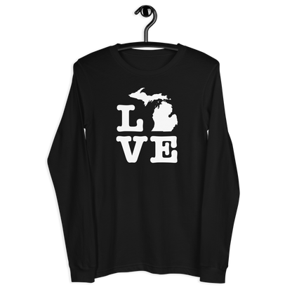 Michigan 'Love' T-Shirt (Typewriter Font) | Unisex Long Sleeve