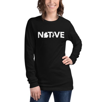 Michigan 'Native' T-Shirt (Geometric Sans Font) | Unisex Long Sleeve