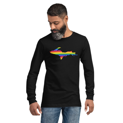 Michigan Upper Peninsula T-Shirt (w/ UP Pride Flag Outline) | Unisex Long Sleeve