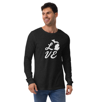 Michigan 'Love' T-Shirt (Retro Script Font) | Unisex Long Sleeve