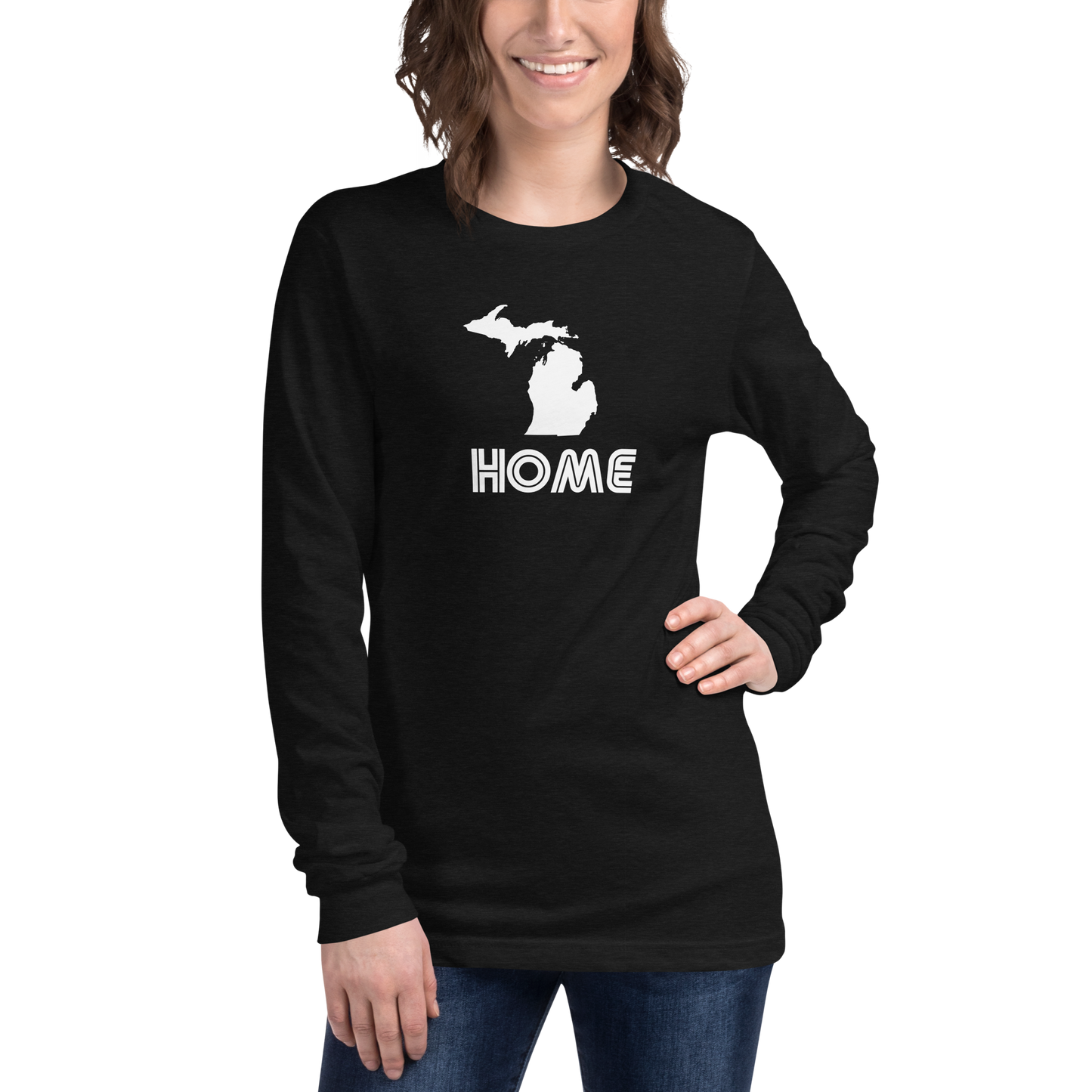 Michigan 'Home' T-Shirt (1970s Audiophile Font) | Unisex Long Sleeve