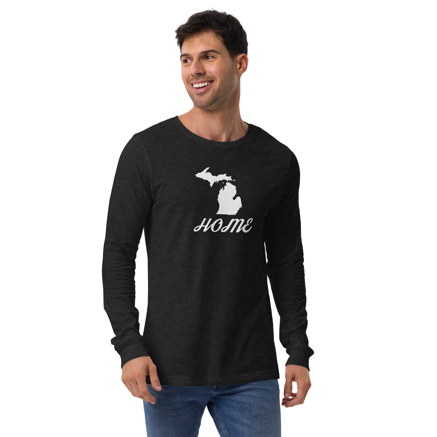 Michigan 'Home' T-Shirt (Retro Script Font) | Unisex Long Sleeve