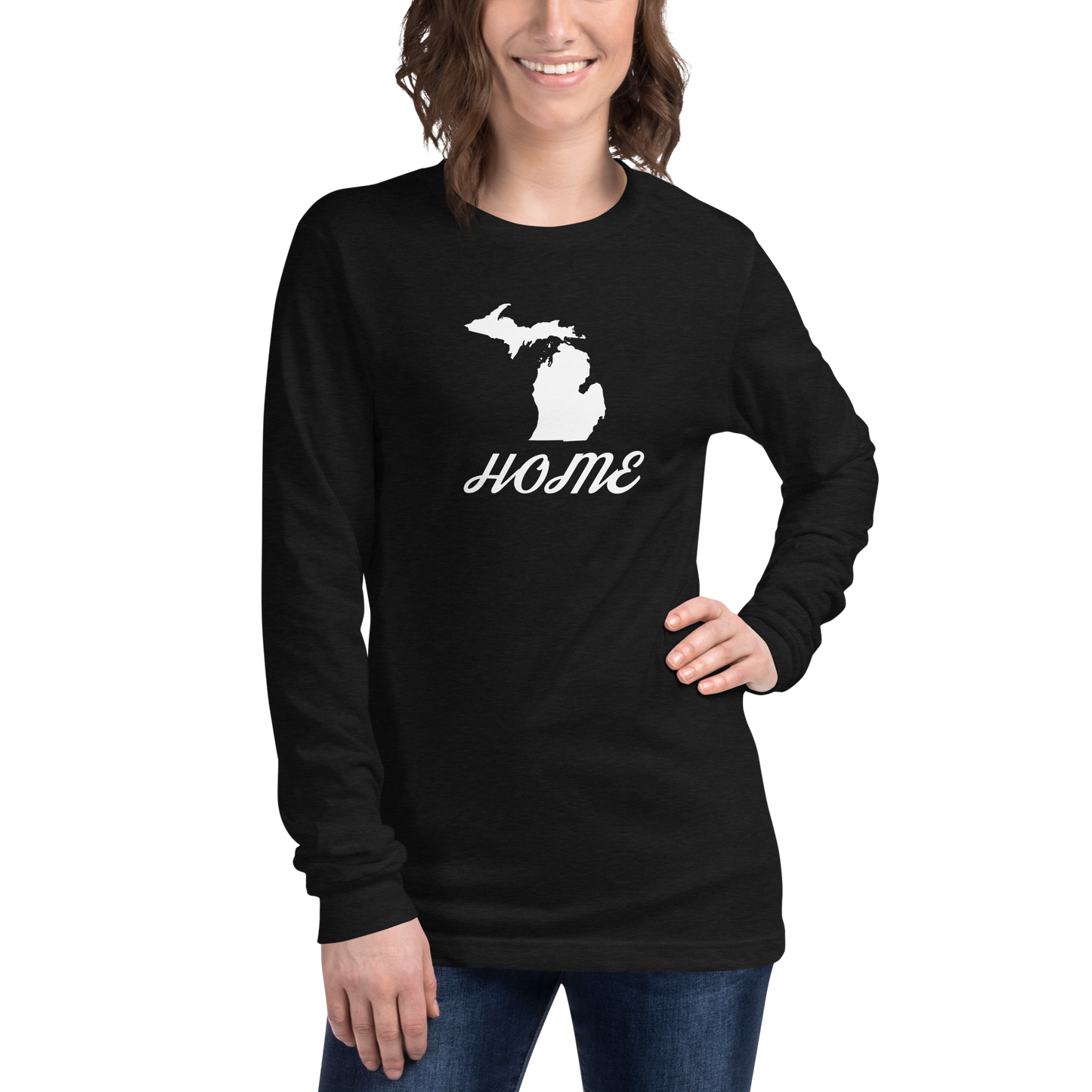 Michigan 'Home' T-Shirt (Retro Script Font) | Unisex Long Sleeve