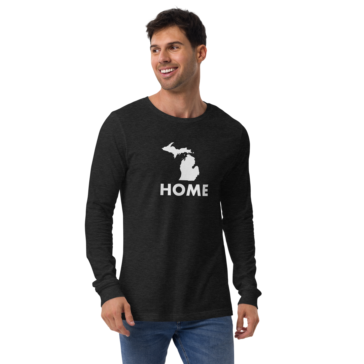 Michigan 'Home' T-Shirt (Geometric Sans Font) | Unisex Long Sleeve